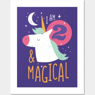 I'm 2 & Magical | Fun Unicorn Birthday Posters and Art